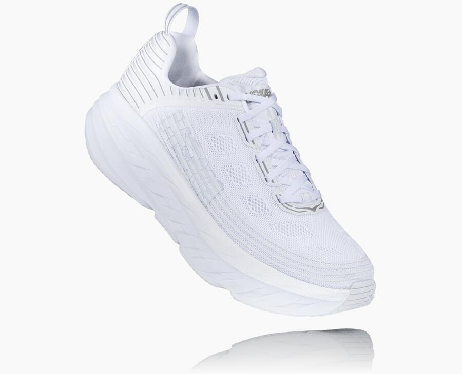 Hoka Bondi 6 - Men's Running Shoes - White - UK 296VLDYXU